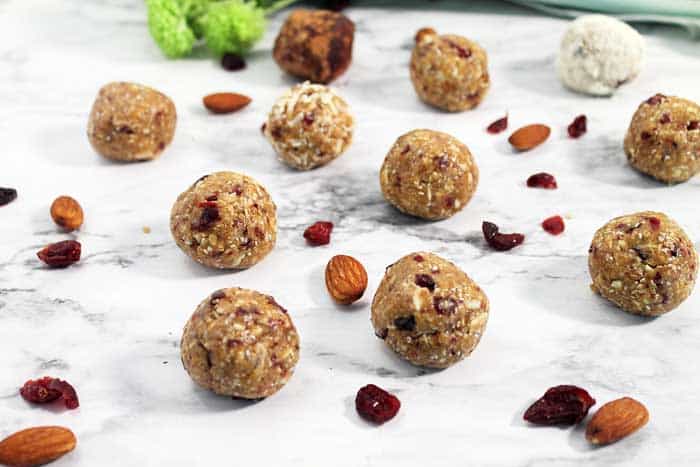Cranberry Orange energy Bites scattered