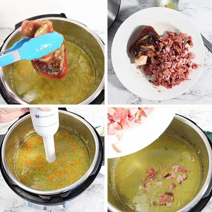 Instant Pot Split Pea Soup finishing steps