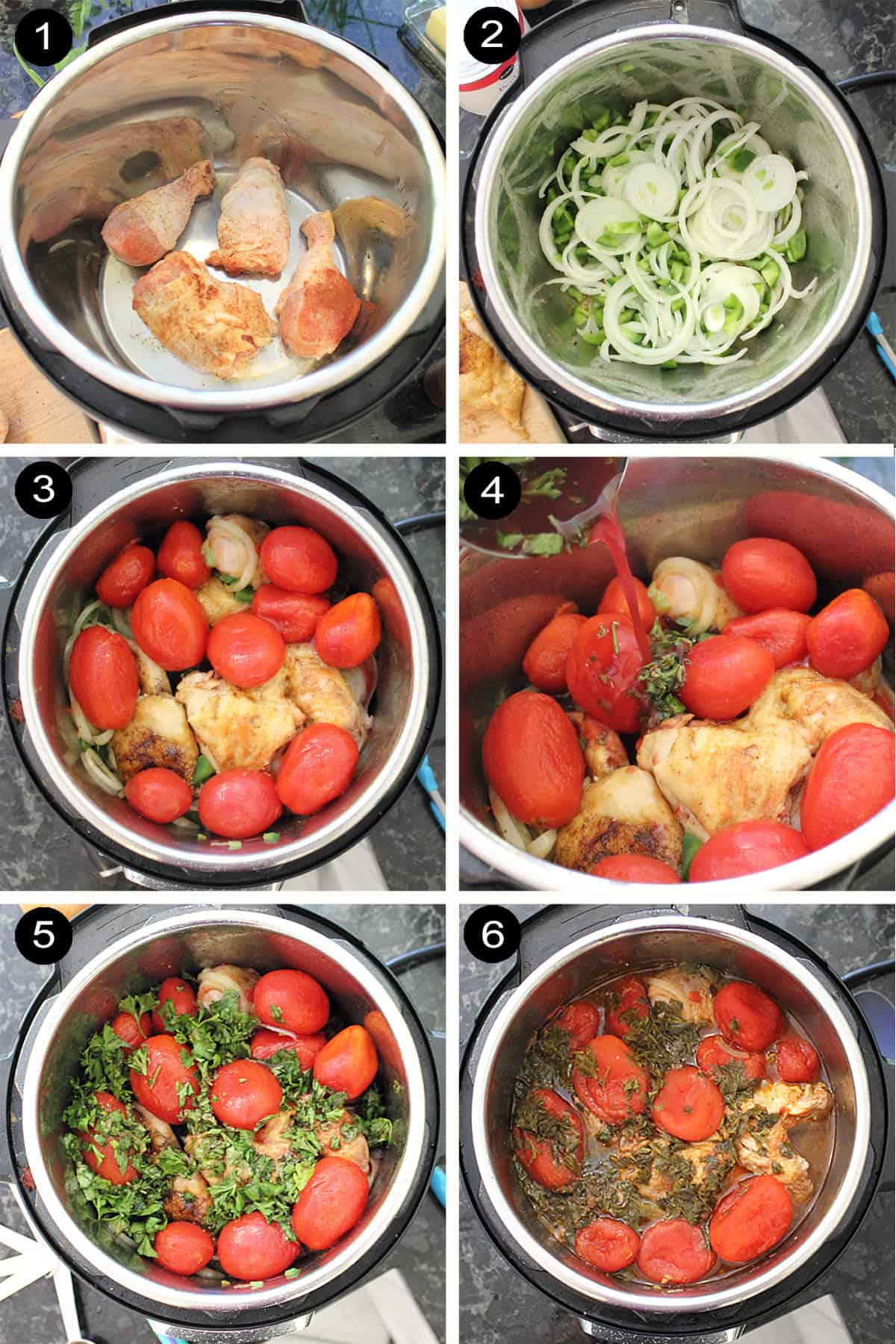 Prep steps 1-6 for cooking in instant pot.