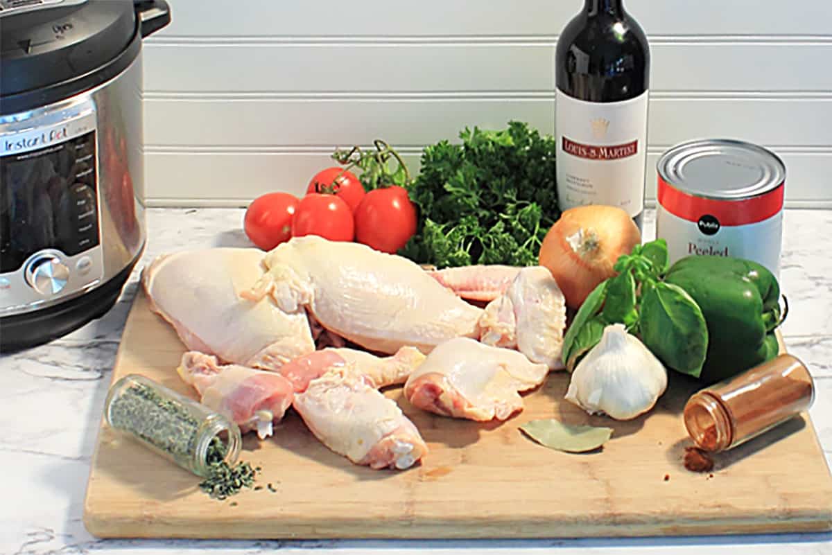 Chicken cacciatore pressure cooker ingredients.