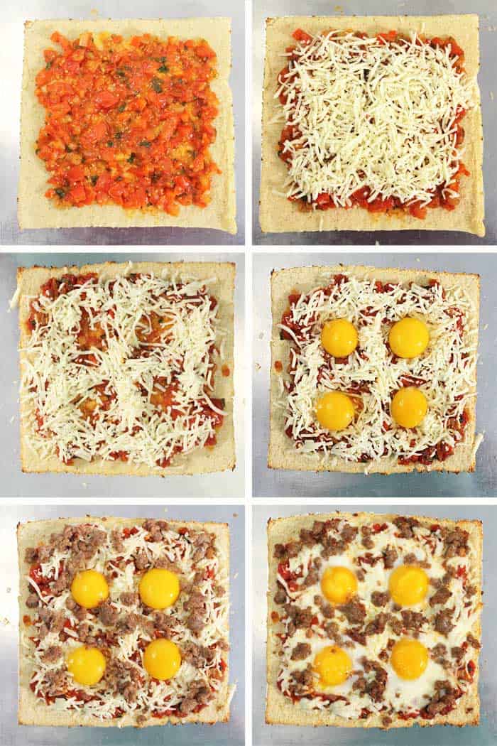 Shakshuka Breakfast Pizza assembly steps