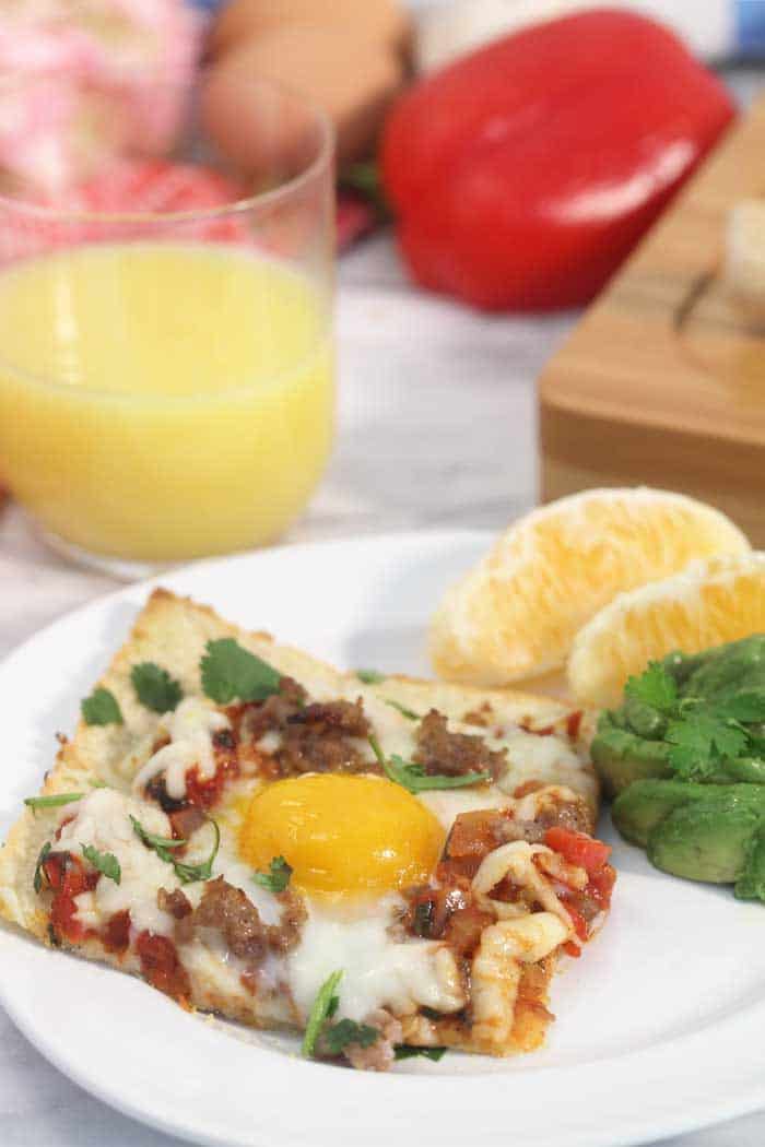Shakshuka Breakfast Pizza slice tall