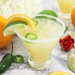 Single garnished jalapeno margarita.
