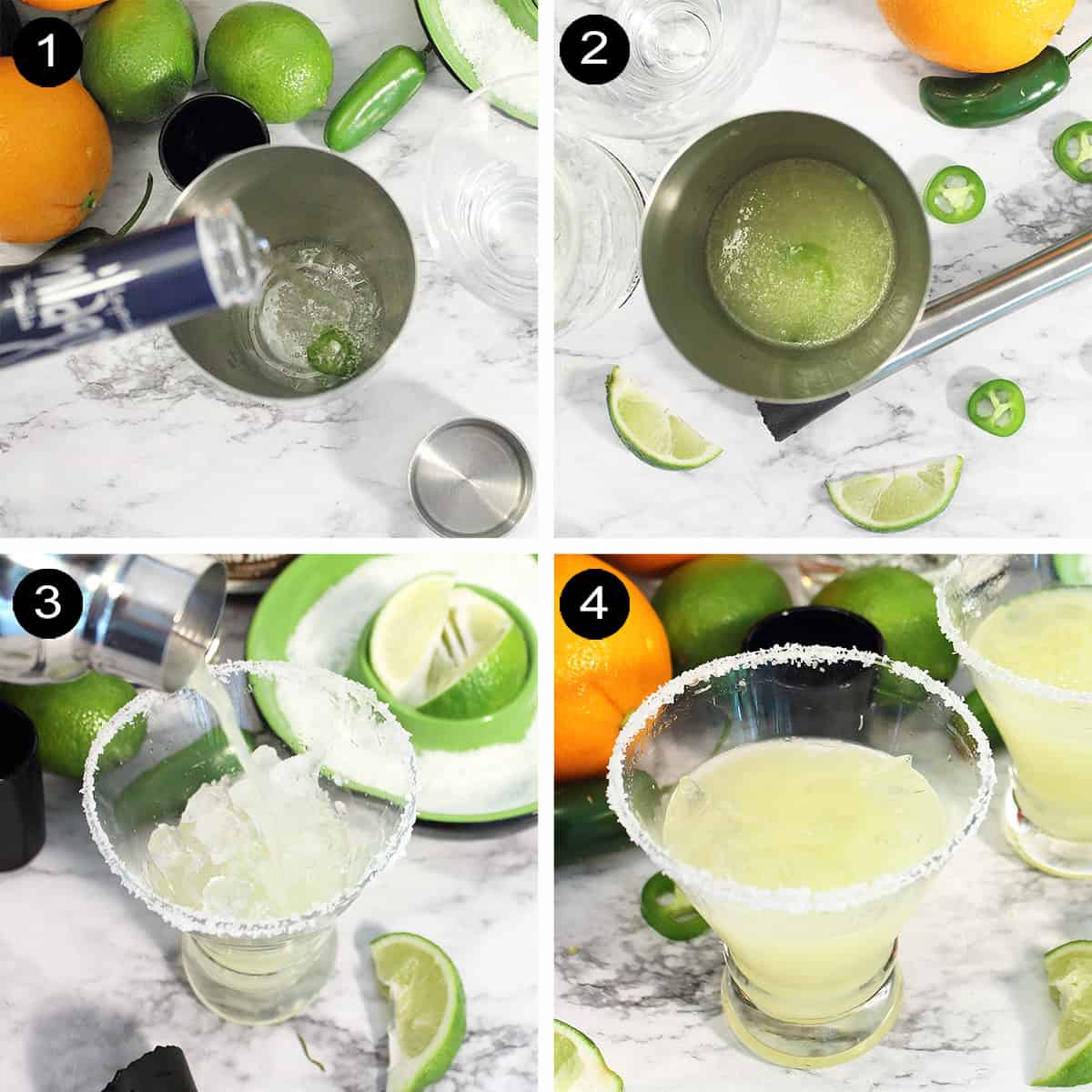 Steps to make margaritas.