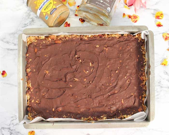 Chilled Granola Bars ready to cut