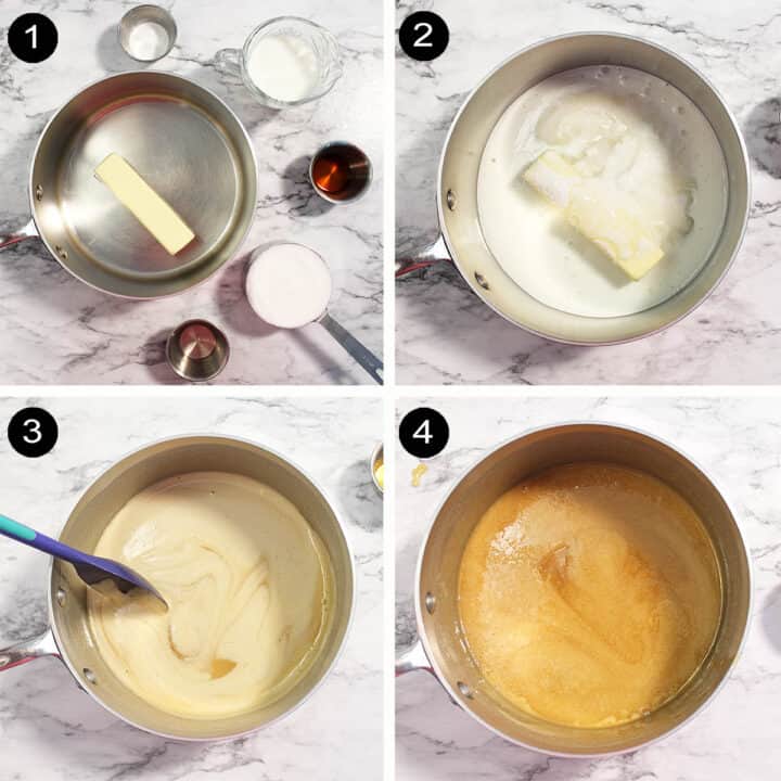 Making buttermilk glaze steps 1-4.