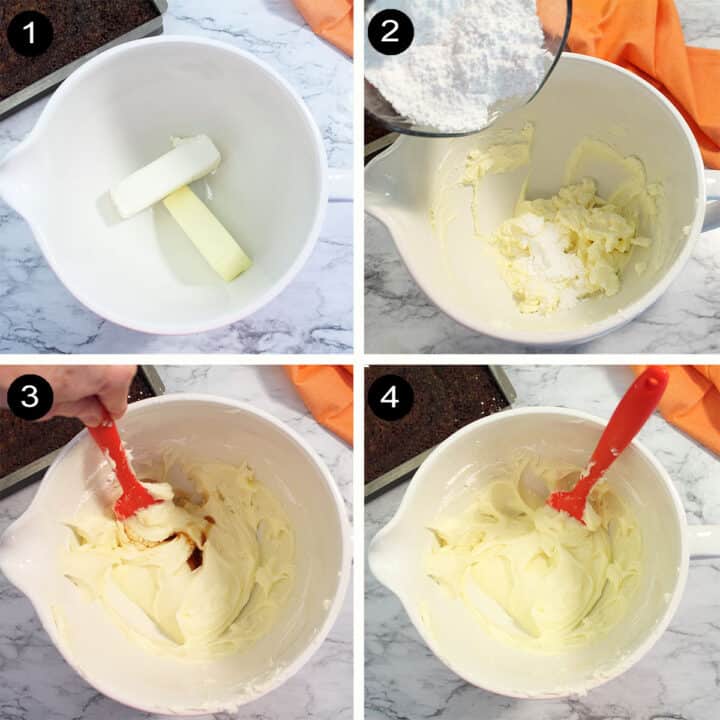 Cream Cheese Frosting Steps 1-4.