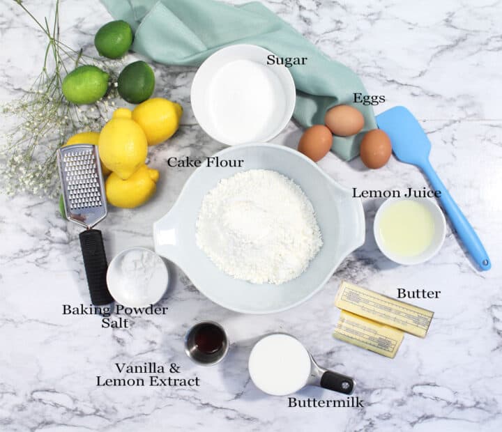 Ingredients for lemon cake.
