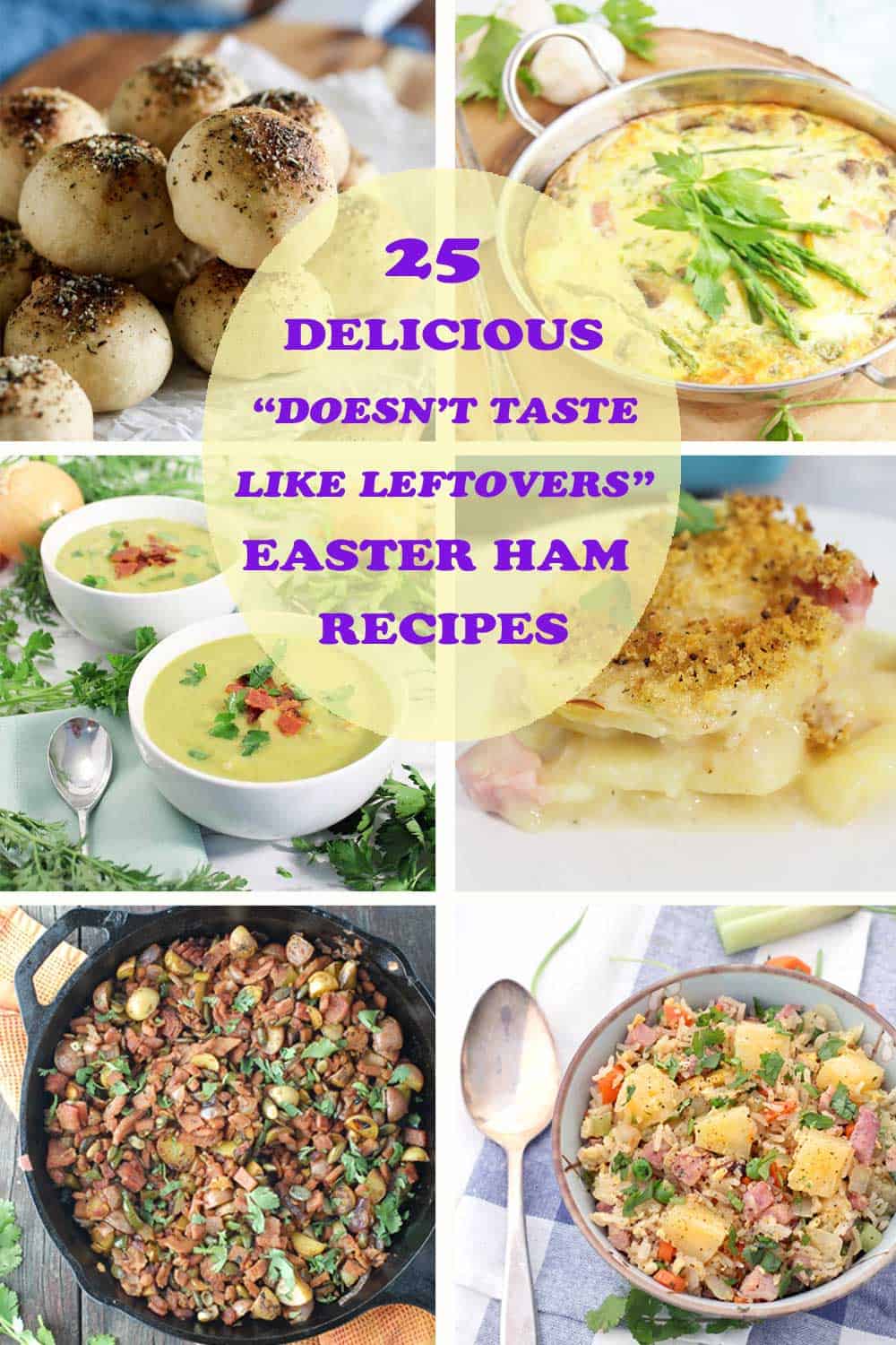 Easter Ham "Doesn't Taste Like Leftovers" Recipes | 2 Cookin Mamas Wondering what to do with your leftover ham? Wonder no more! Here are 25 recipes for Easter Ham that don't taste like leftovers. It's easy to reinvent your Easter ham and turn it into new "doesn't taste like leftovers" meals. Everything from breakfast quiches to lunch salads to dinner casseroles. Delicious and hearty recipes that are sure to please the entire family. #easterham #ham #leftovers #breakfast #lunch #dinner #recipes #easter