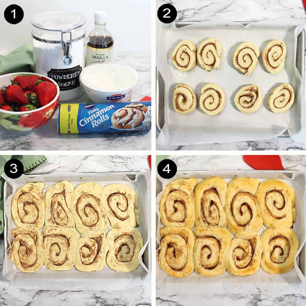Steps to prepare cinnamon rolls.