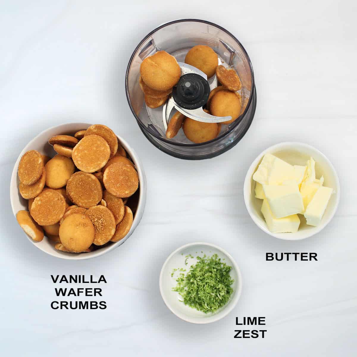 Ingredients for cookie crust.