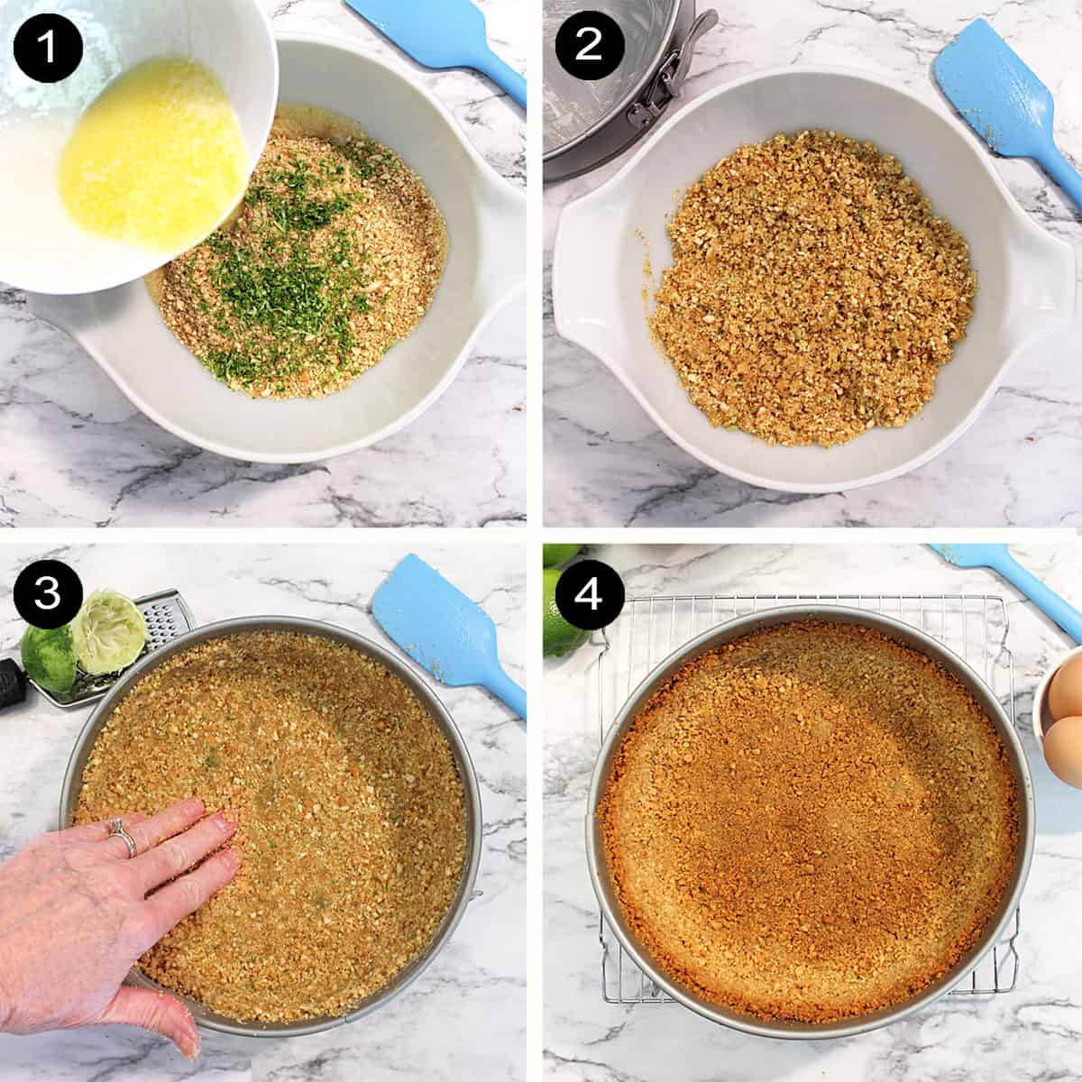 Steps to make the cookie crust.