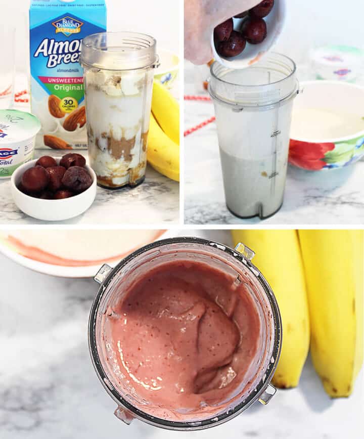 Cherry Smoothie steps 1-4.