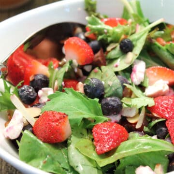 Closeup of mixed berry salad.