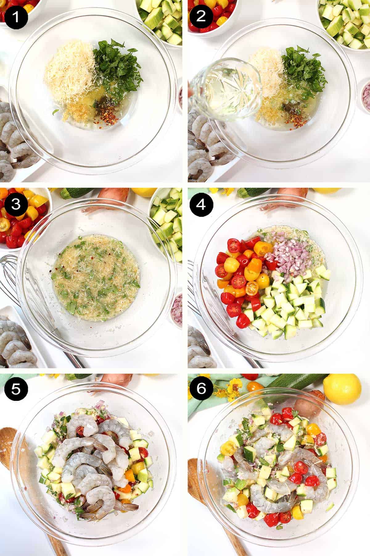 Steps to make grilled shrimp in foil.
