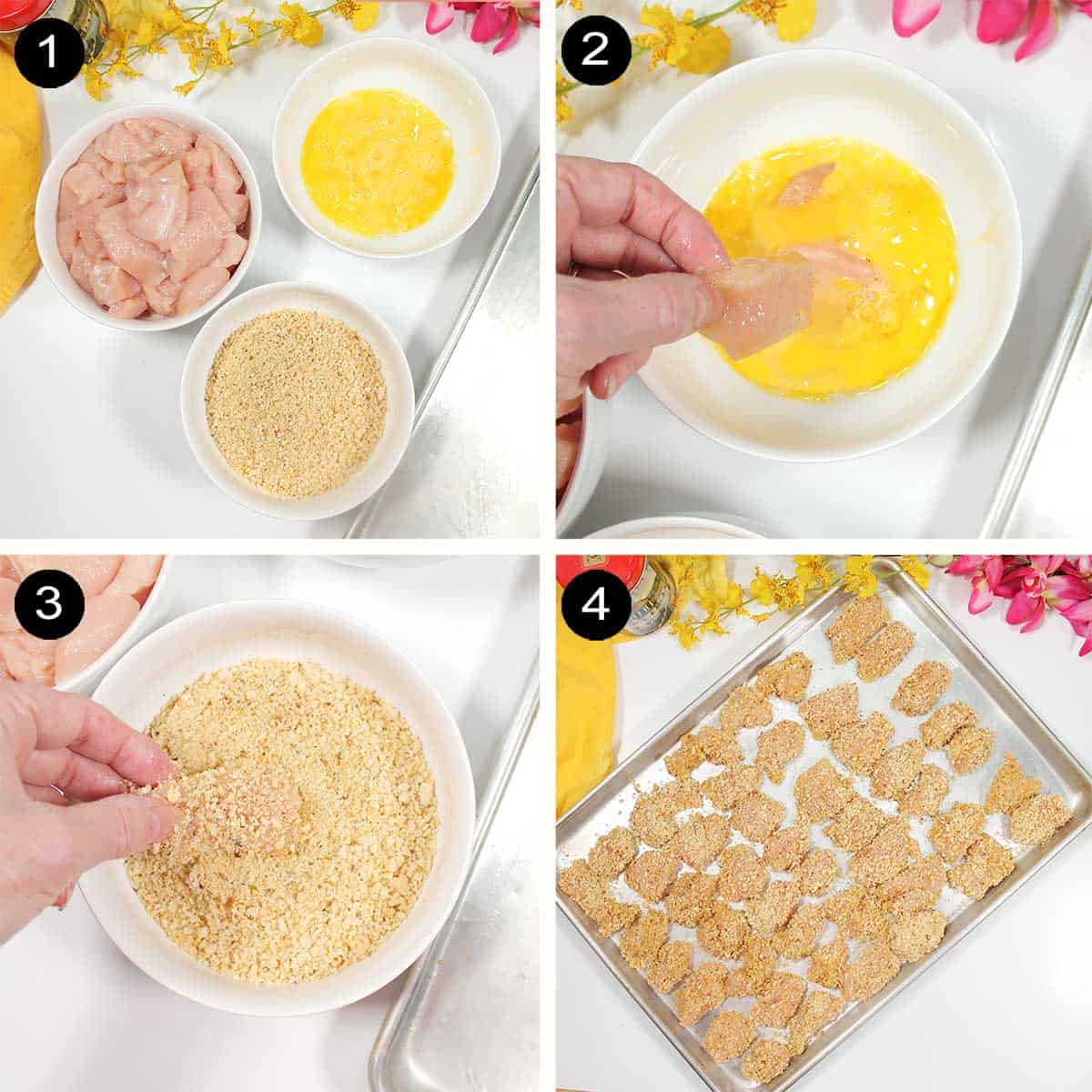 Steps to prepare baked chicken.