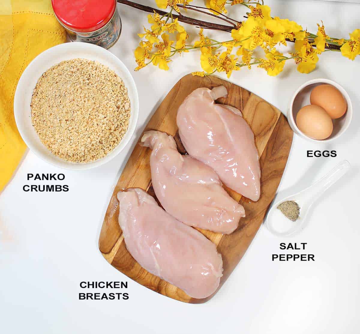Ingredients for honey garlic chicken.