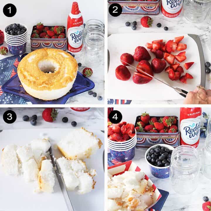 Steps 1-4 to make Patriotic Parfaits