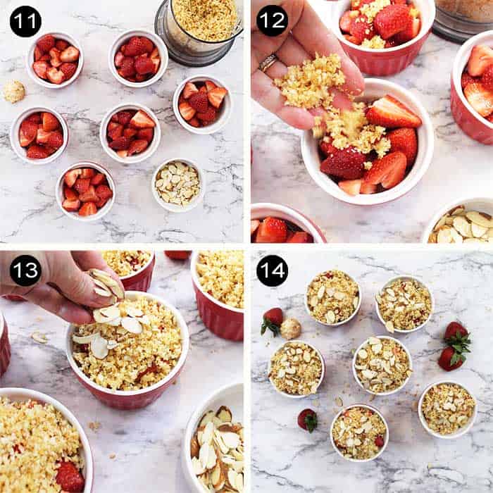 Steps to assemble Strawberry Margarita Crisp.