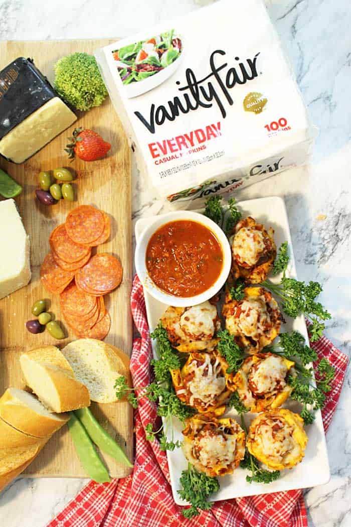 Ready to party with appetizers and vanity fair napkins
