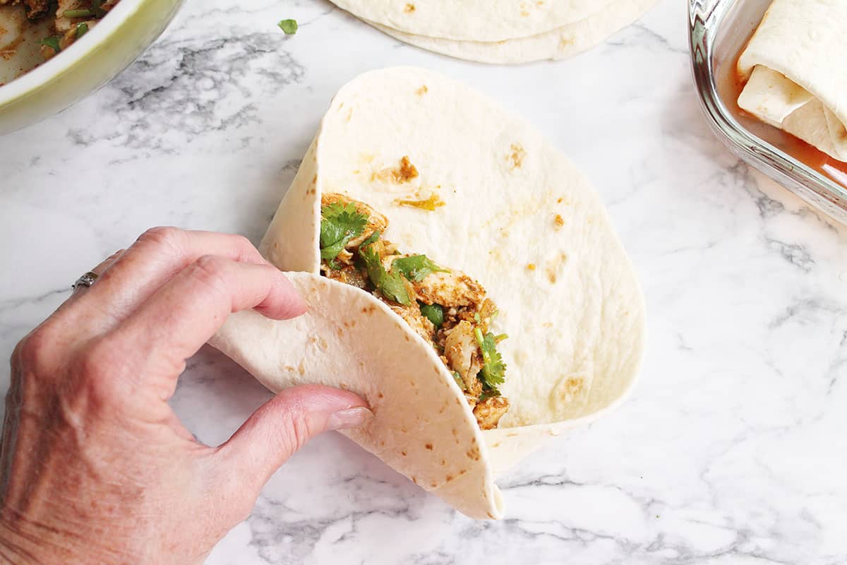 Rolling up the enchilada.