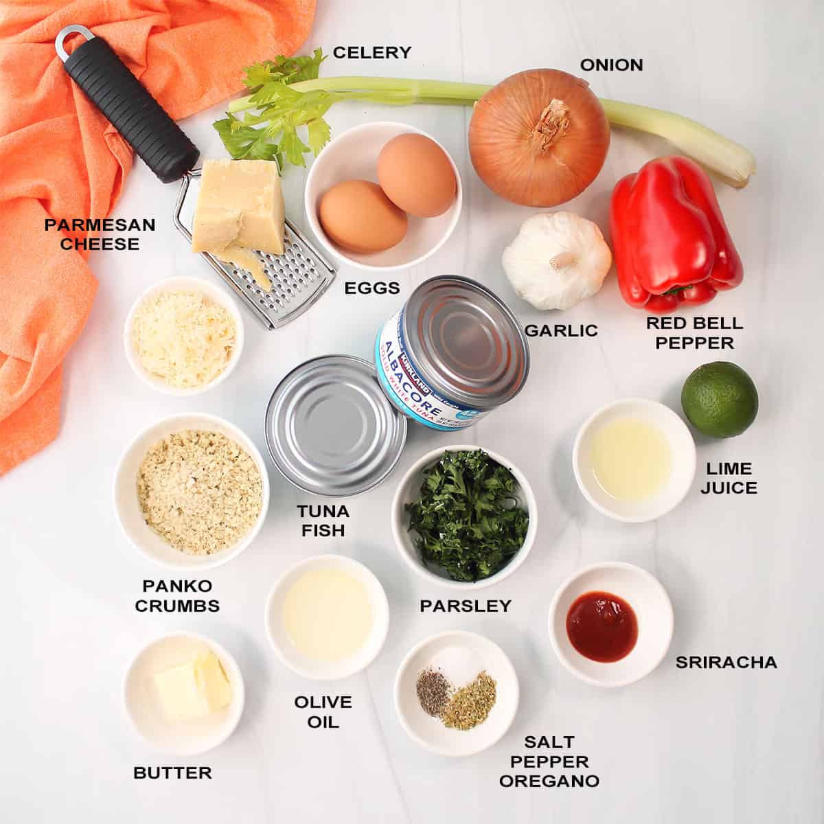 Tuna patties recipe ingredients.