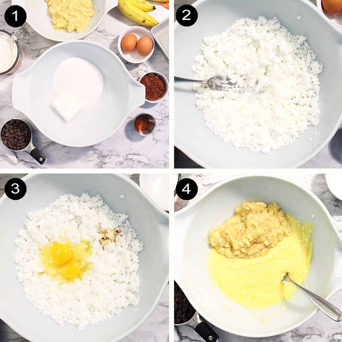 Steps 1-4 to prepare batter.