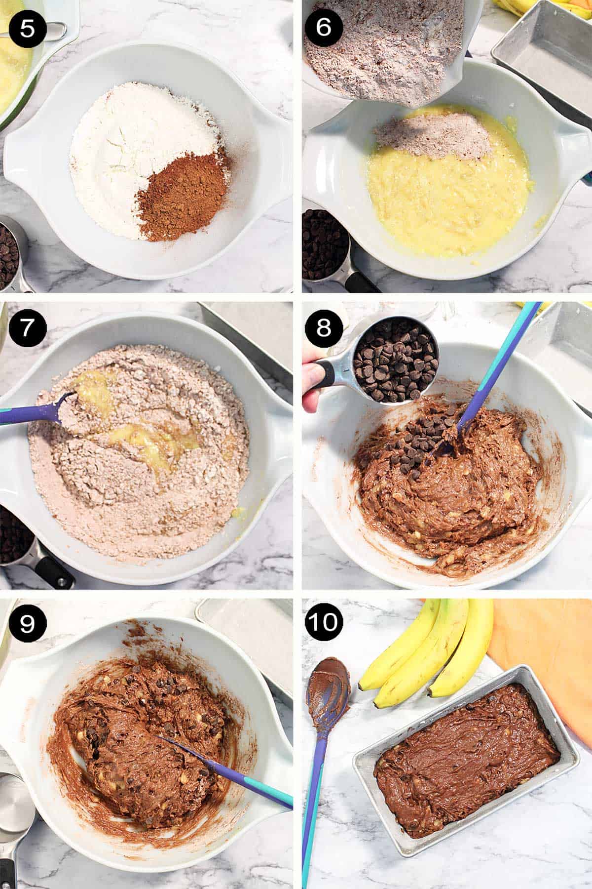 Steps 5-10 to finish banana bread batter.