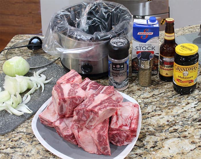 Ingredients to make Beer Braised Short Ribs dinner.