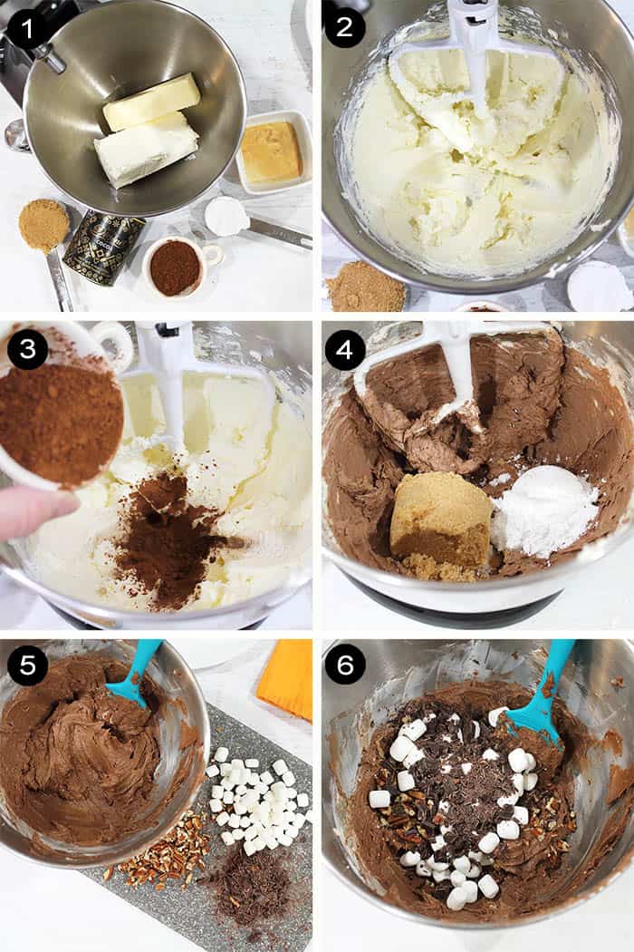 Prep steps to making this easy rocky road cookie dip