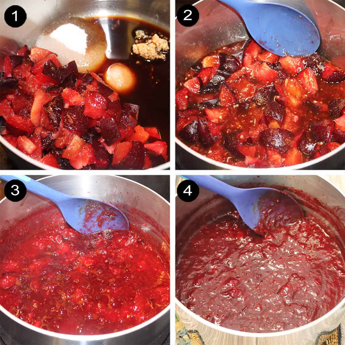 Steps to make plum sauce.
