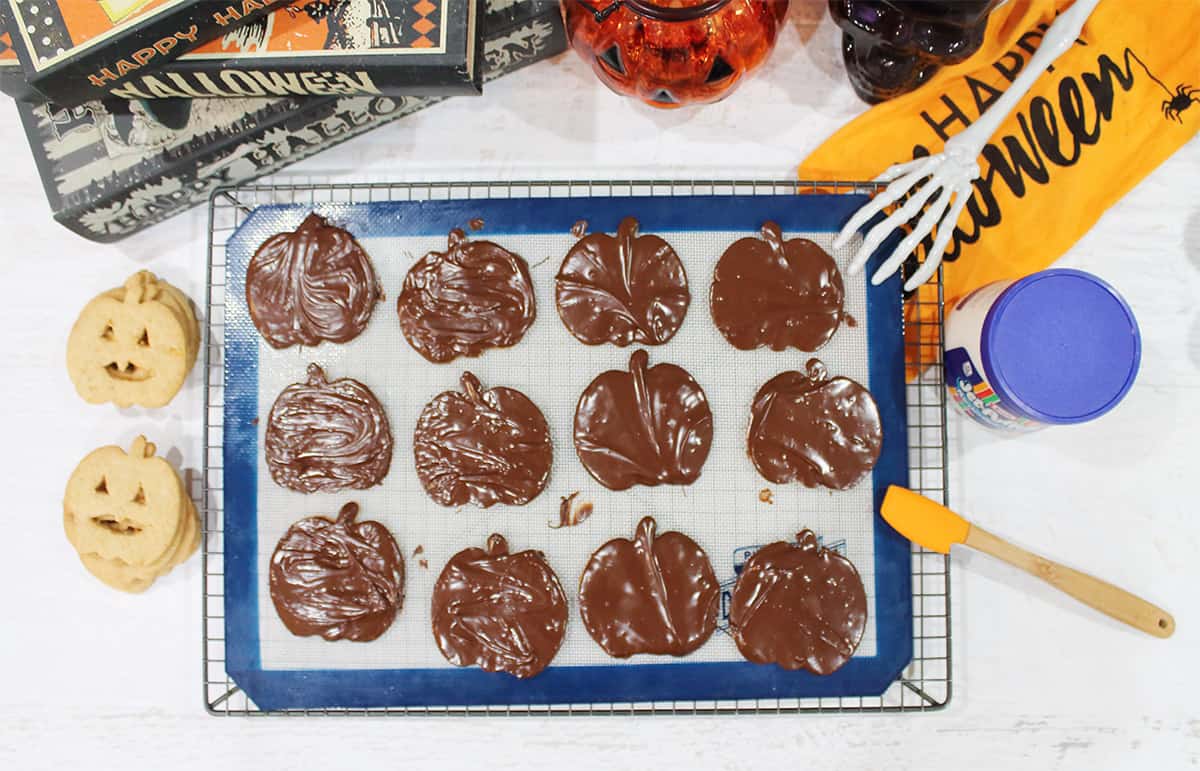 Cookies coated with chocolate.