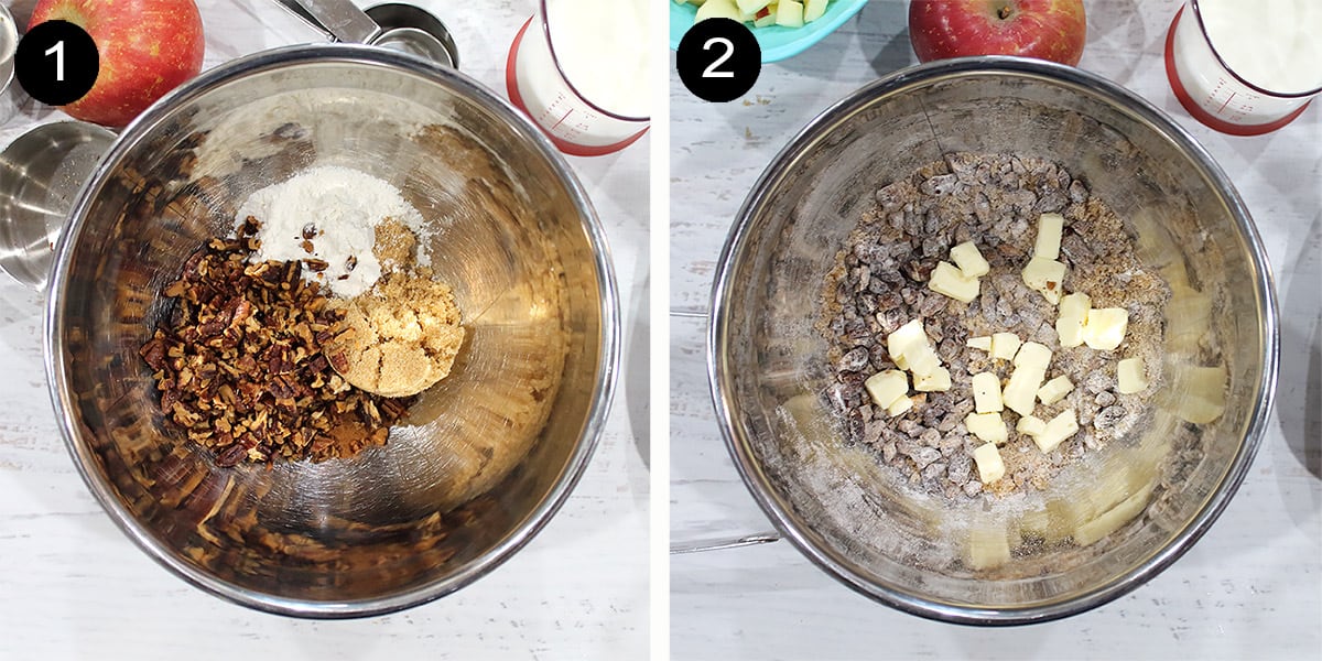 Making pecan streusel steps.