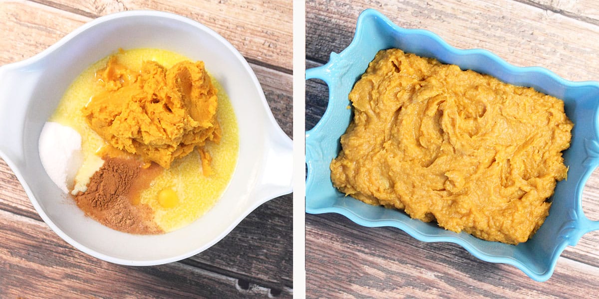 Sweet potato filling prep steps.
