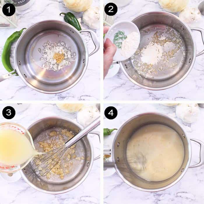 How to make green chile sauce steps 1-4.