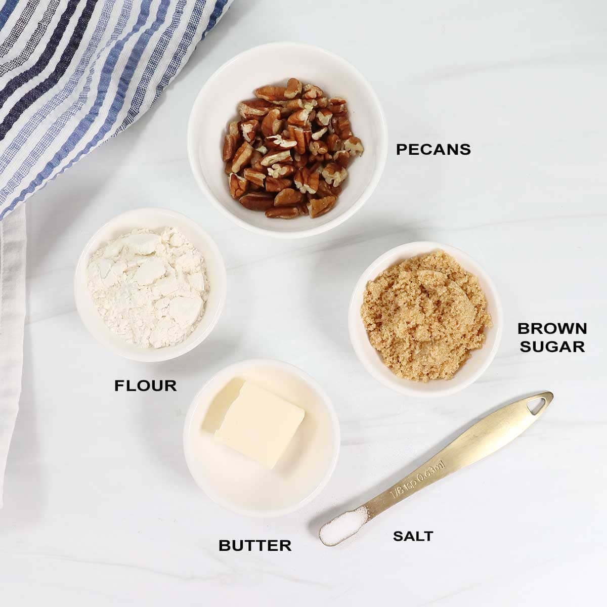 Streusel ingredients for sprinkling on muffins.
