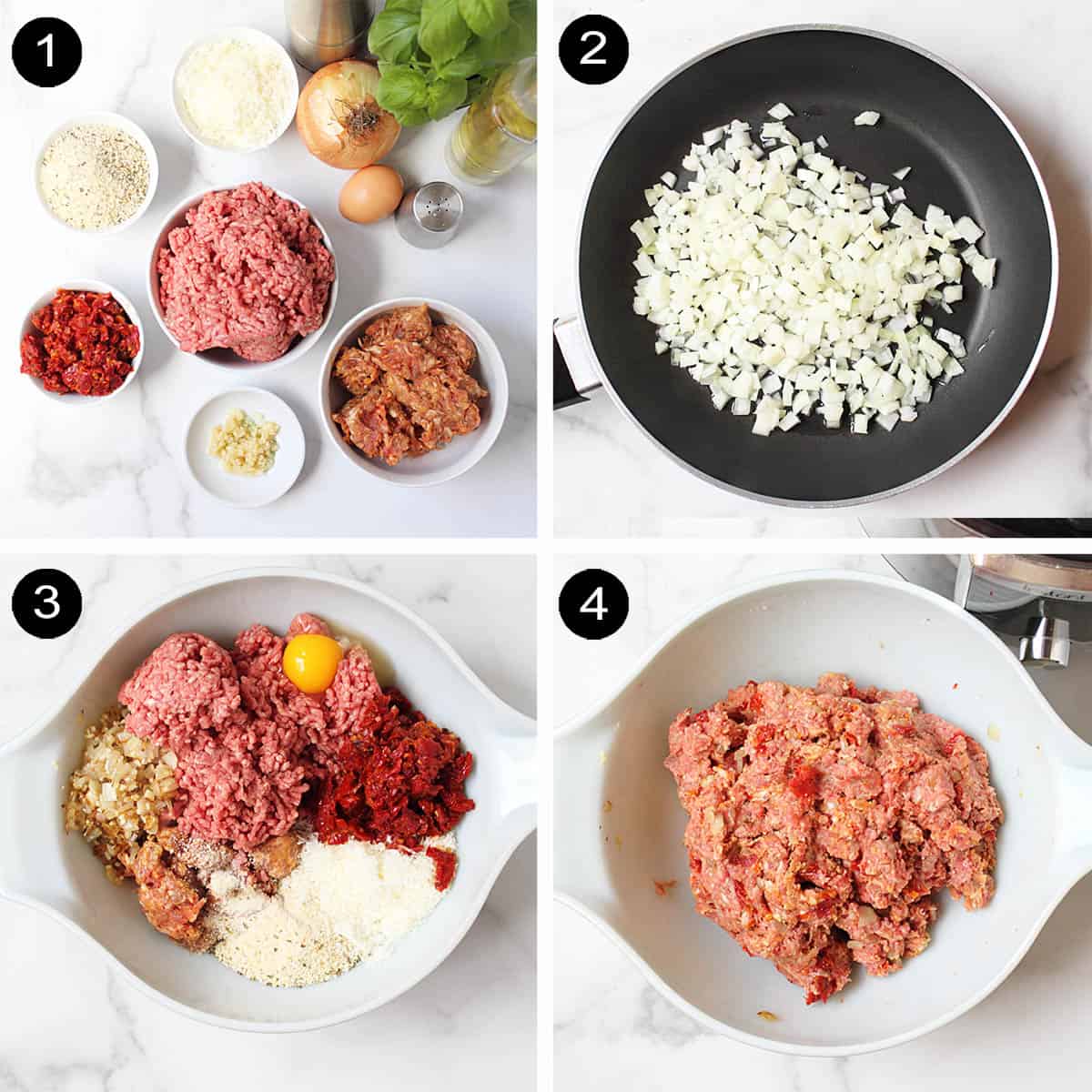 Steps to make Italian meatloaf.