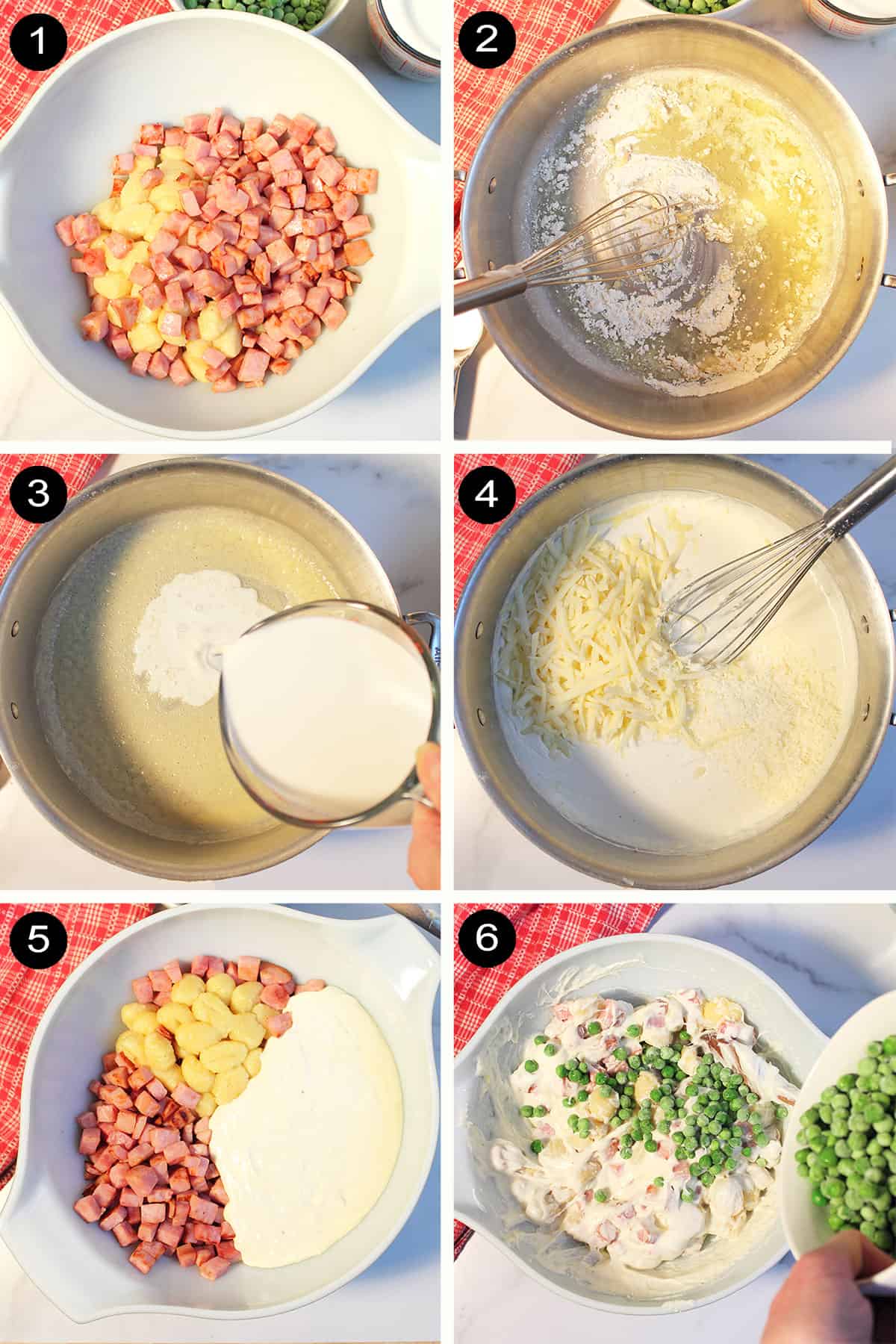 Prep steps 1-6 for gnocchi gratin.