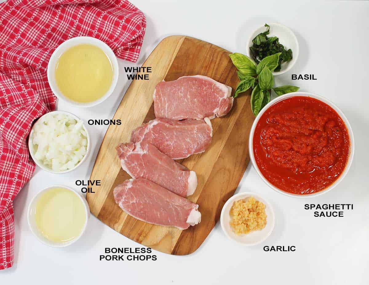 Ingredients for Italian pork chops recipe.