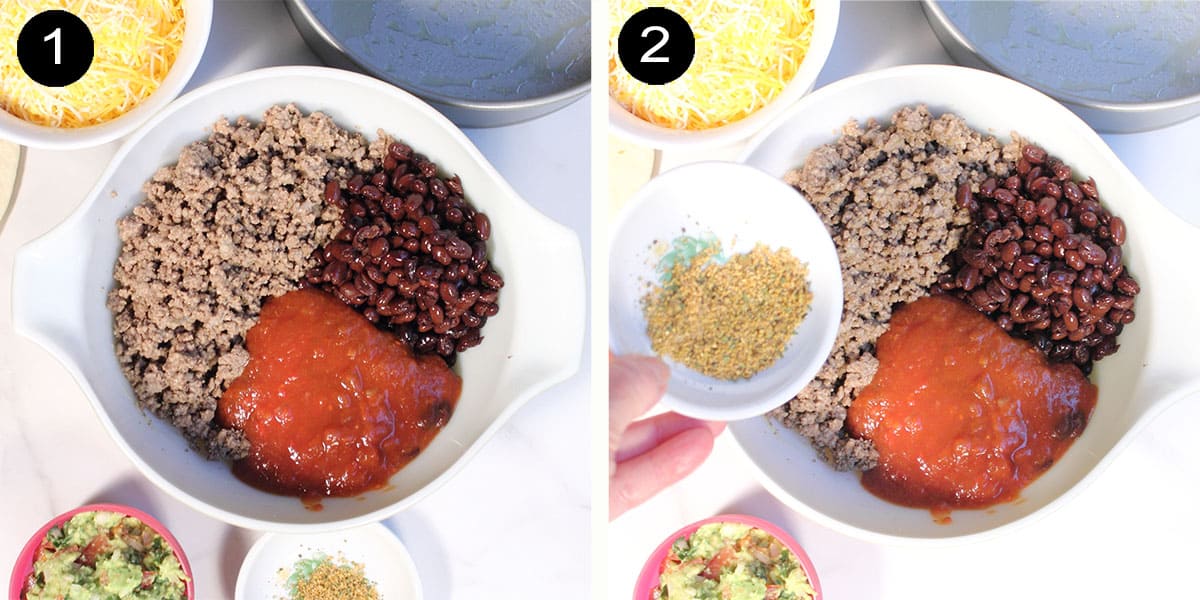Putting together meat mixture.