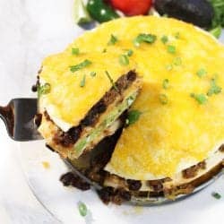 Serving a slice of taco stack