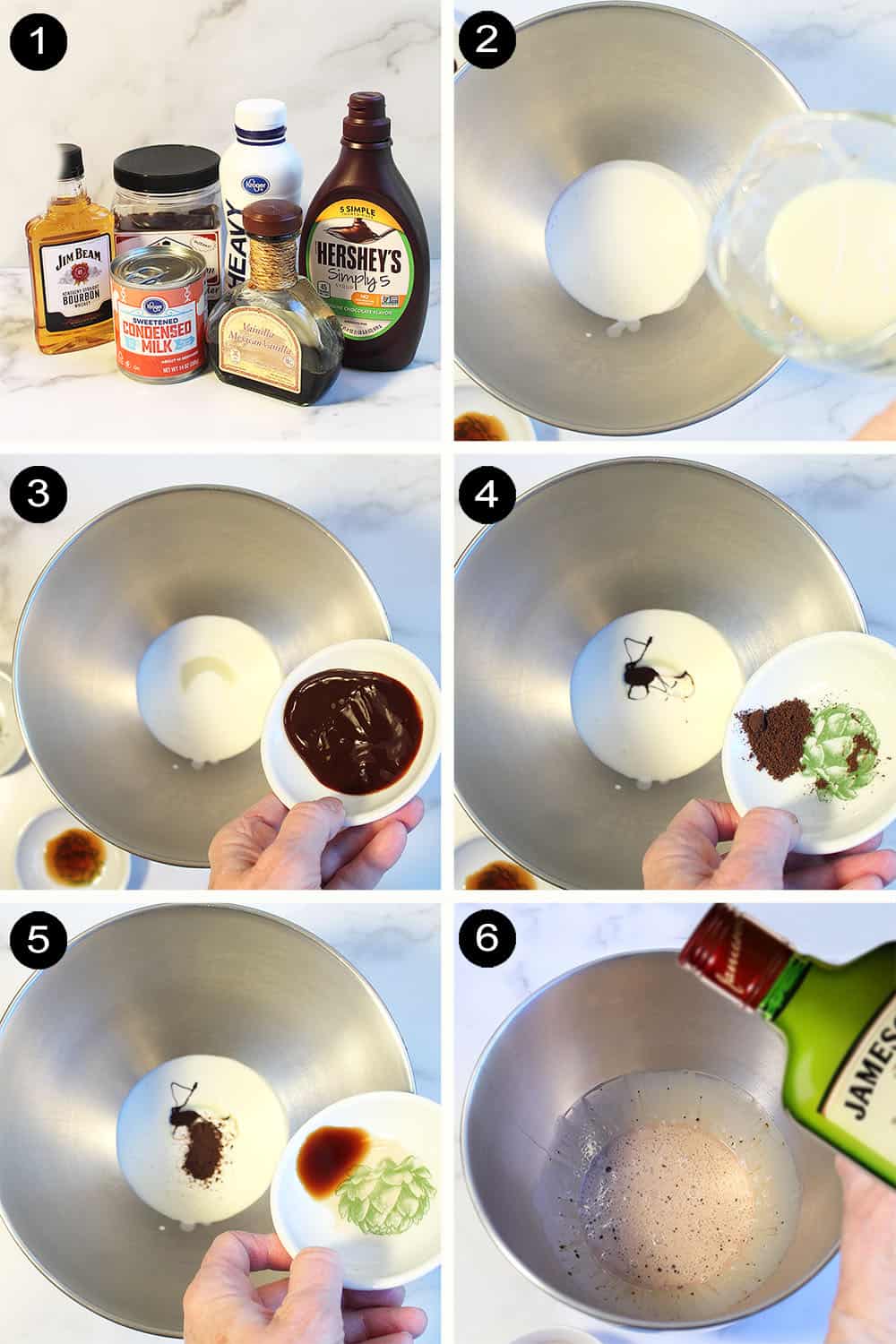 Steps to make Irish Cream liqueur.