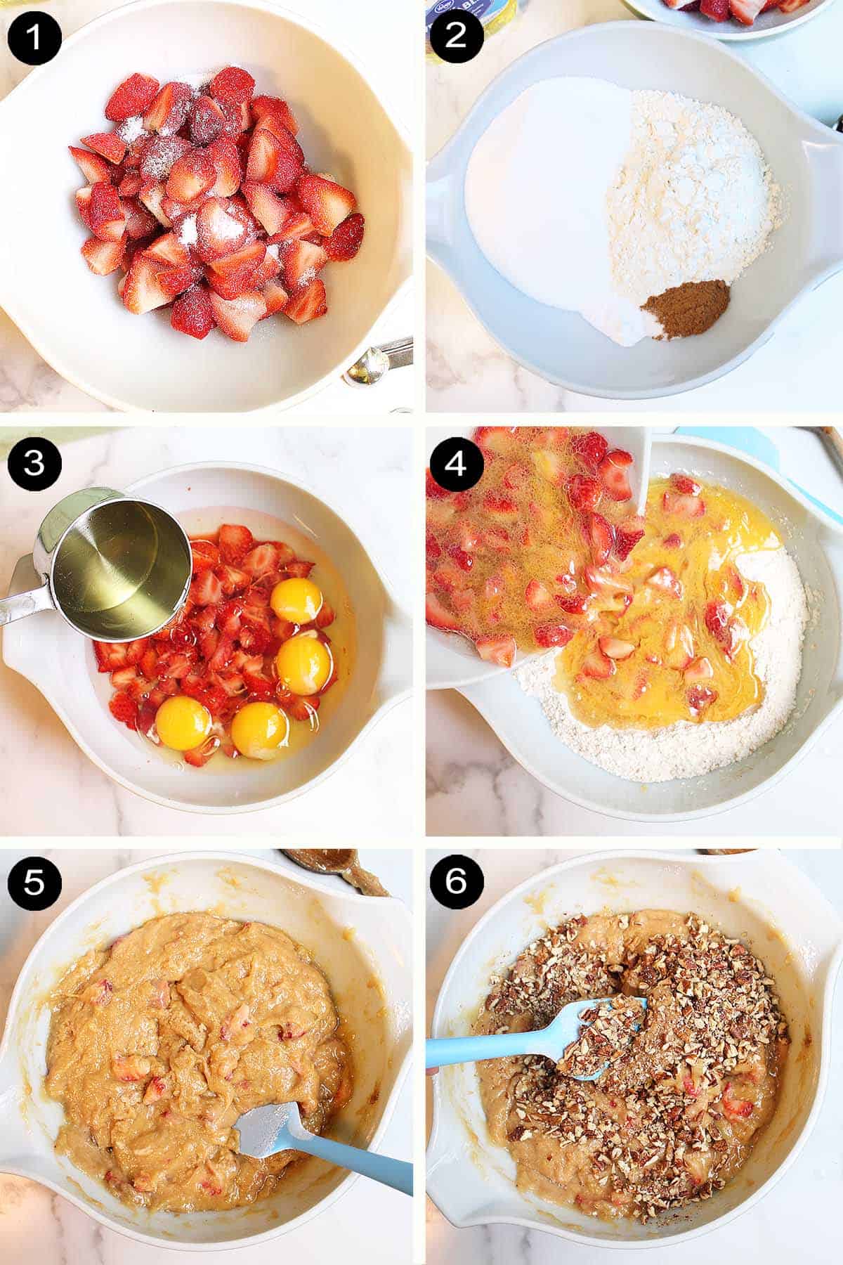 Prep steps for making quick bread.