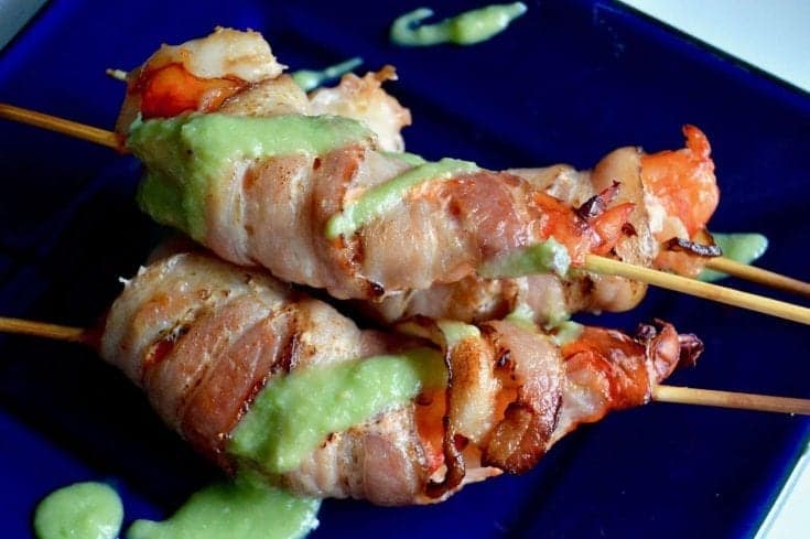 Image for Bacon Wrapped Shrimp w El Pollo Loco Copycat Avocado Salsa!