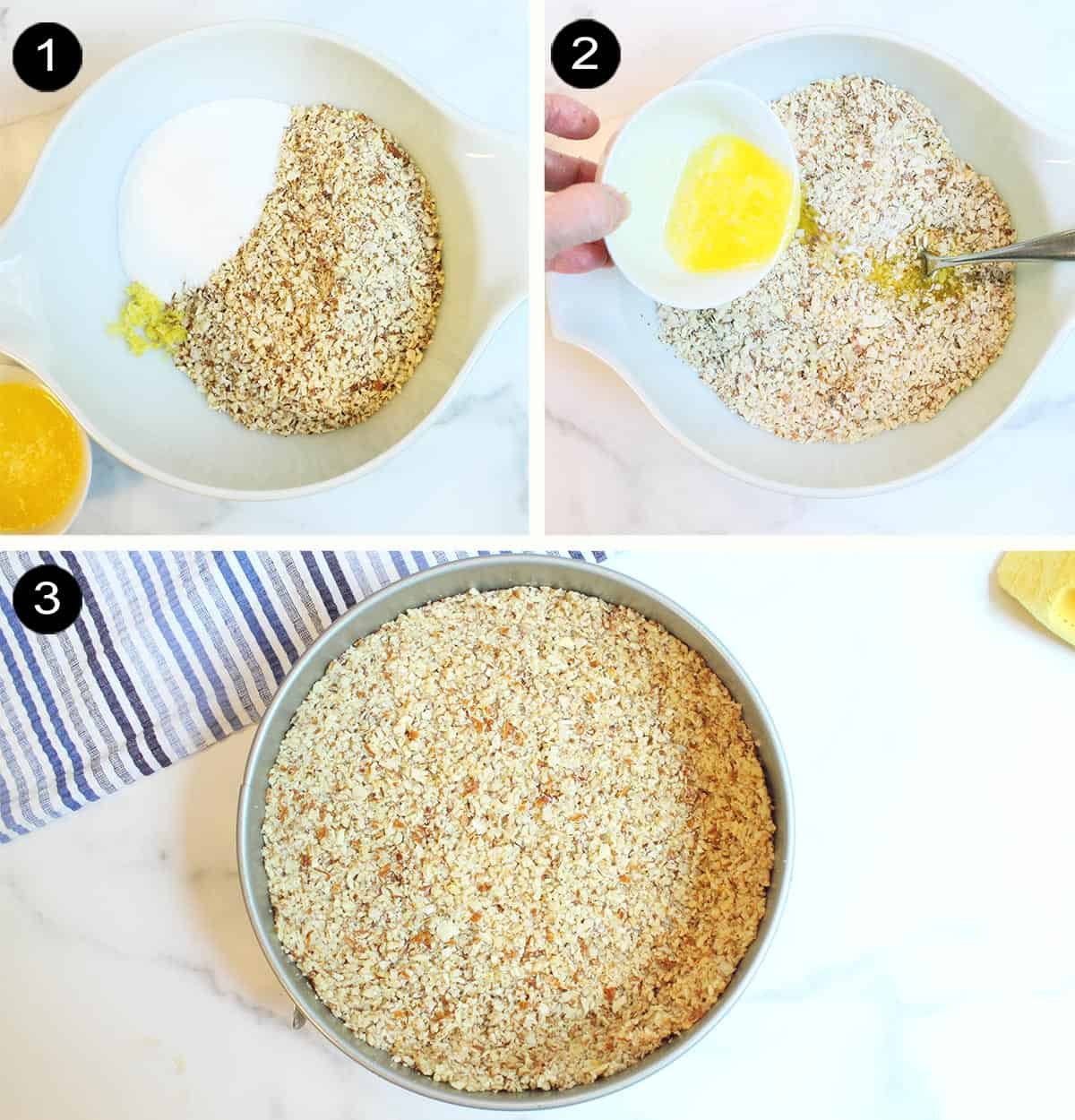 Steps to make almond nut crust.