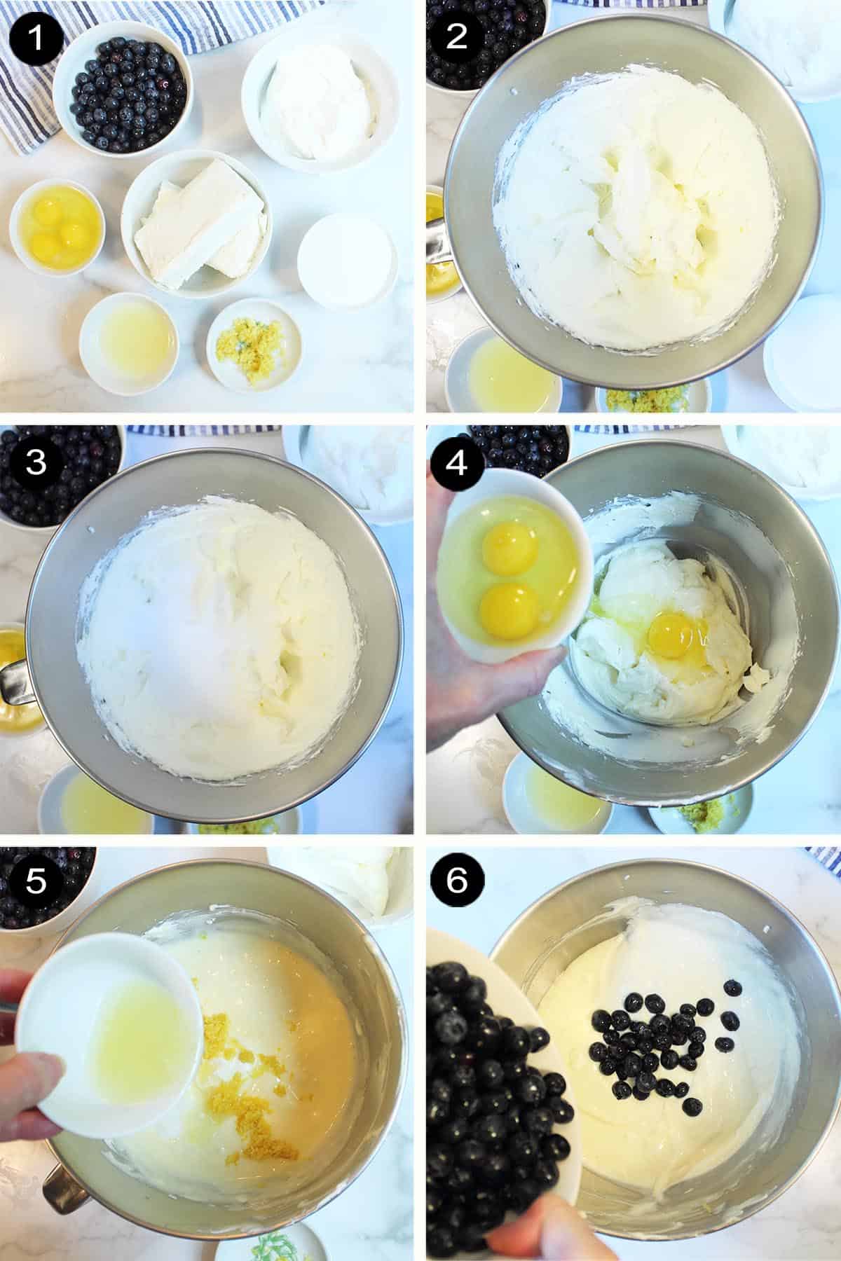 Steps to make cheesecake batter.