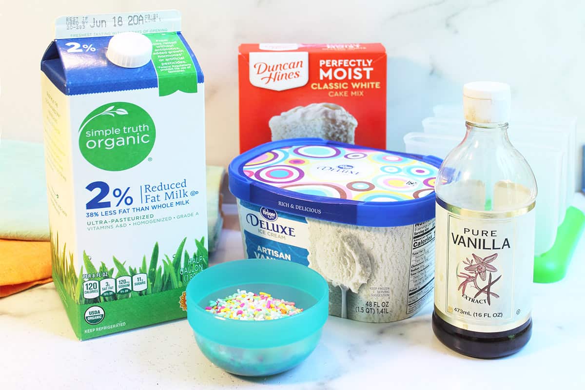 Ingredients for cake mix pops.