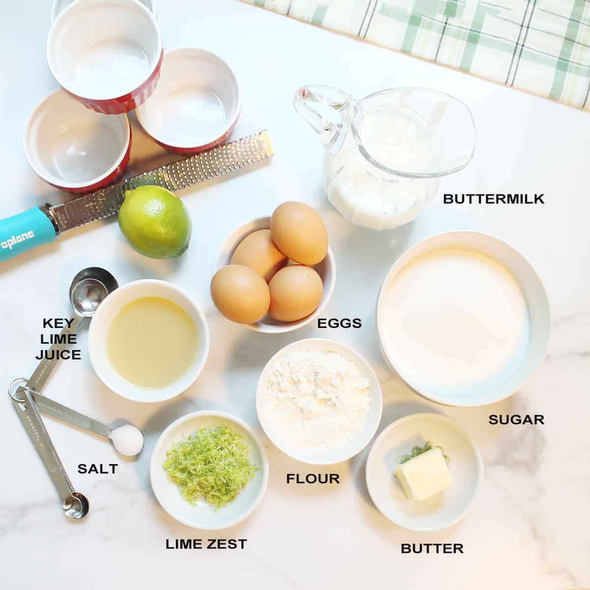 Key Lime Pudding Cake recipe ingredients.