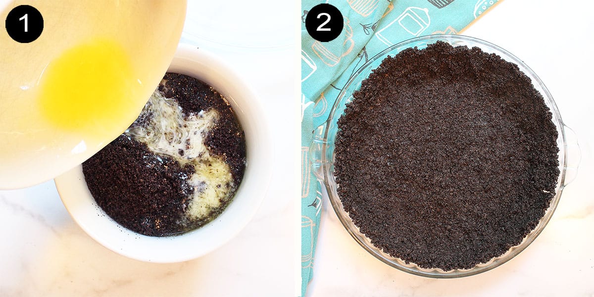 Making Oreo cookie crust.