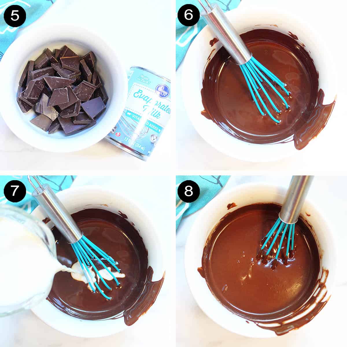 Melting chocolate for chocolate layer.